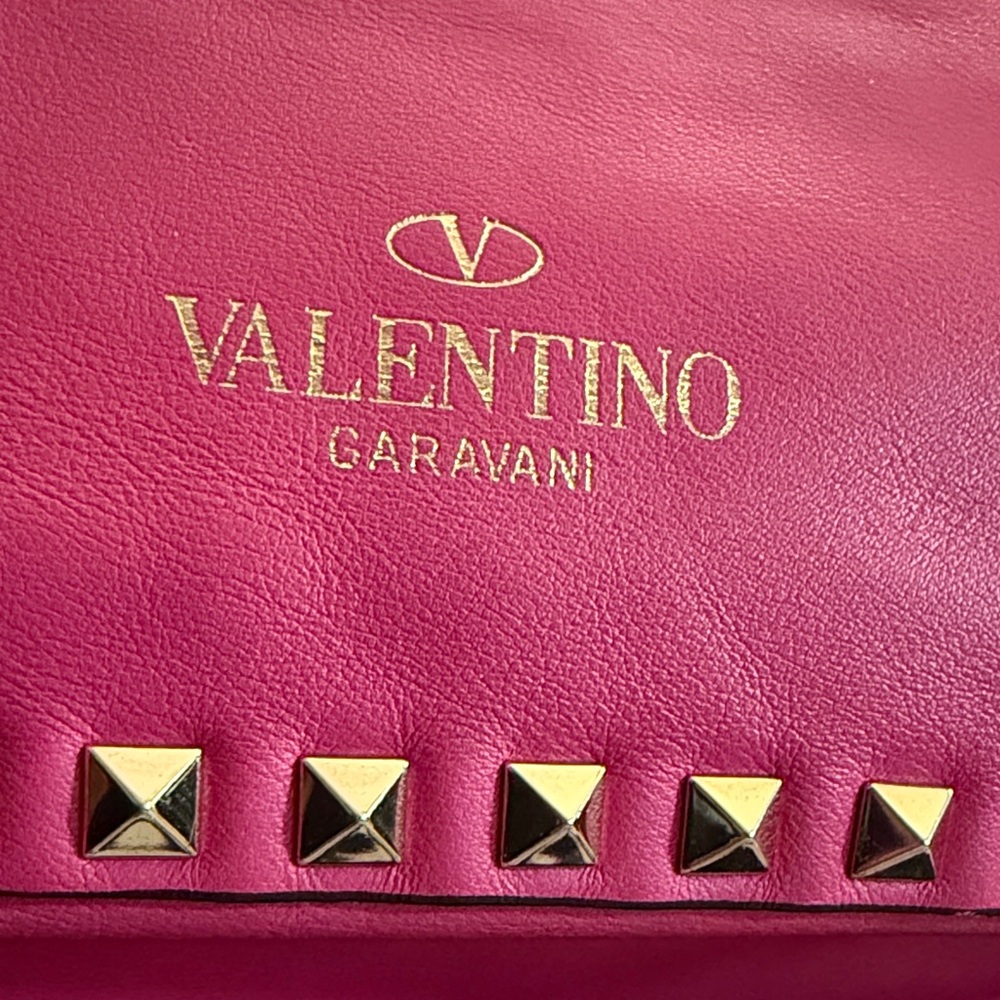 Valentino Garavani Gold & Pink Studded Handbag with Removable Crossbody Strap - Picture 7 of 16
